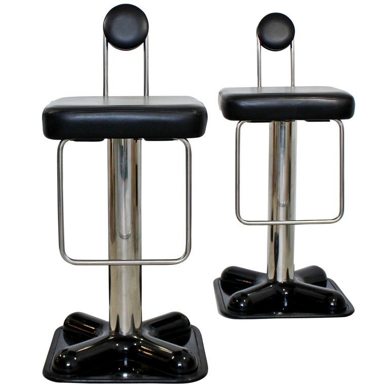 MidCentury Modern Pair of Bar Stools by Joe Colombo Birillo Chrome