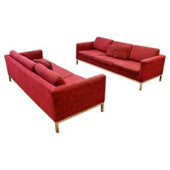 Mid-Century Modern Pair of Baughman Knoll Style Chrome Base Sofas, 1970s