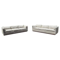 Mid-Century Modern Pair of Baughman Plinth Base Sofa Knoll Upholstery