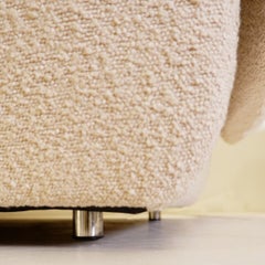 Mid-Century Modern Pair of Beige Bouclette Lounge Chairs - New Upholstery