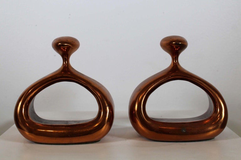 Mid-Century Modern Pair of Ben Seibel Jenfred-Ware Copper Bookends For Sale 2