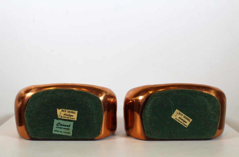 Mid-Century Modern Pair of Ben Seibel Jenfred-Ware Copper Bookends For Sale 4