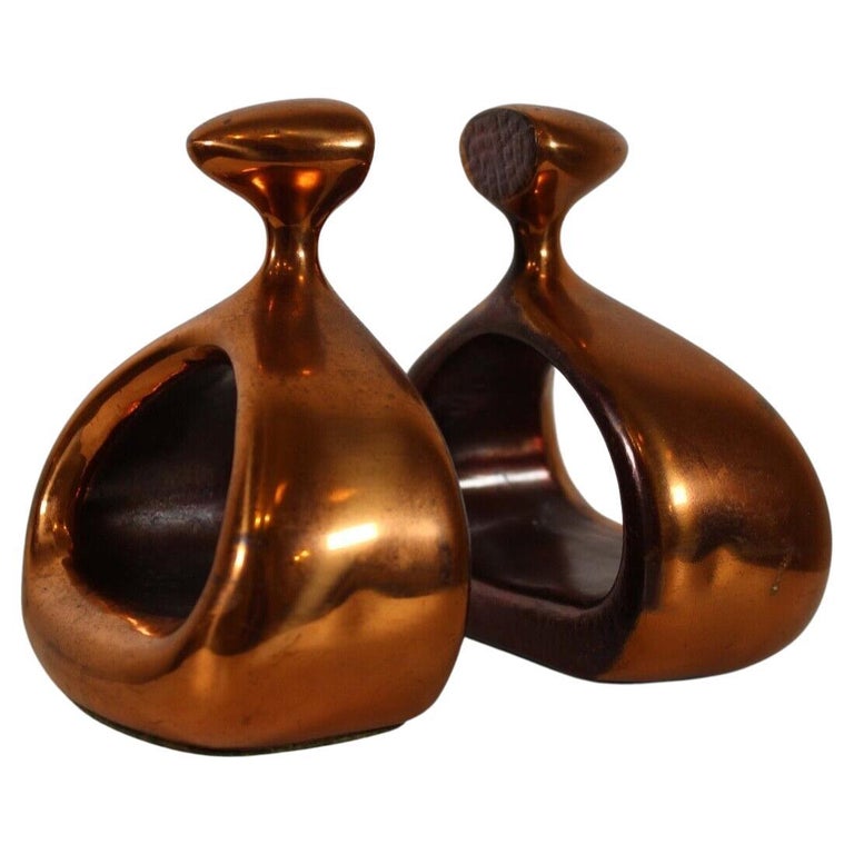 Mid-Century Modern Pair of Ben Seibel Jenfred-Ware Copper Bookends For Sale