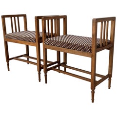 Mid-Century Modern Pair of Benchs, Ottomans with New Upholstered by Lizzo, Italy Mid-Century Modern Pair of Benchs, Ottomans with New Upholstered by Lizzo, Italy