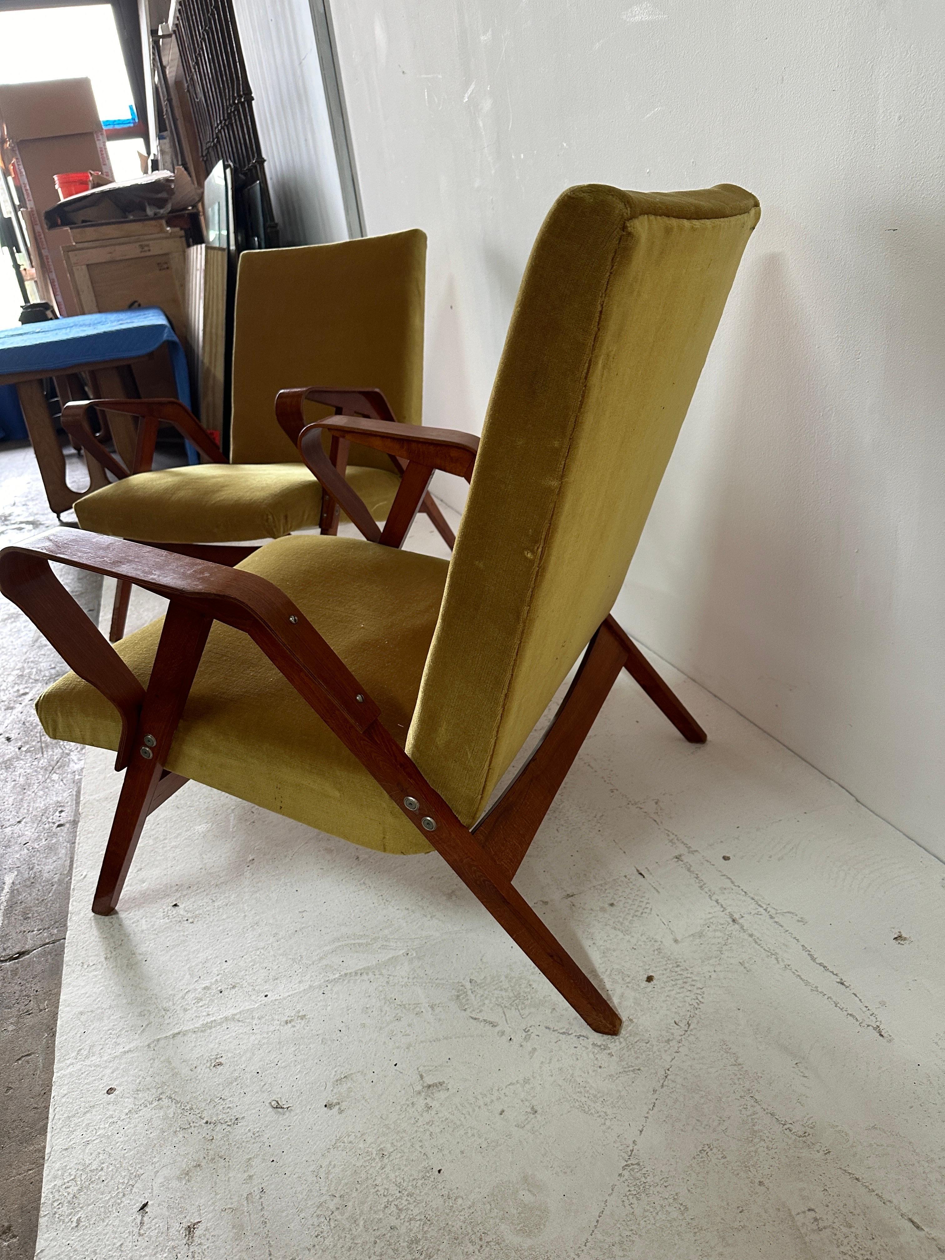 Mid-Century Modern Pair of Bentwood Armchairs, Czechoslovakia 1950 For Sale 1