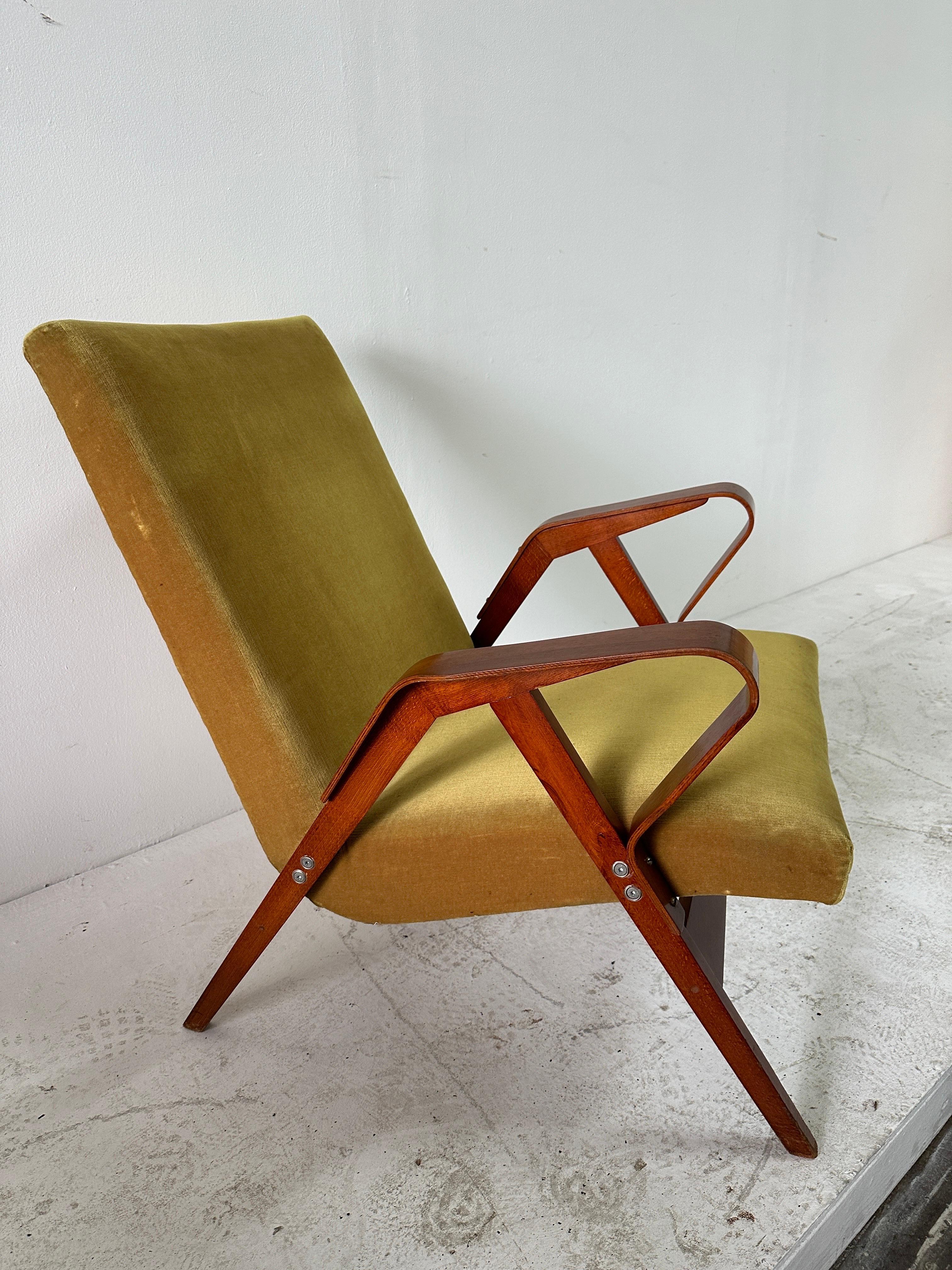 Mid-Century Modern Pair of Bentwood Armchairs, Czechoslovakia 1950 For Sale 3