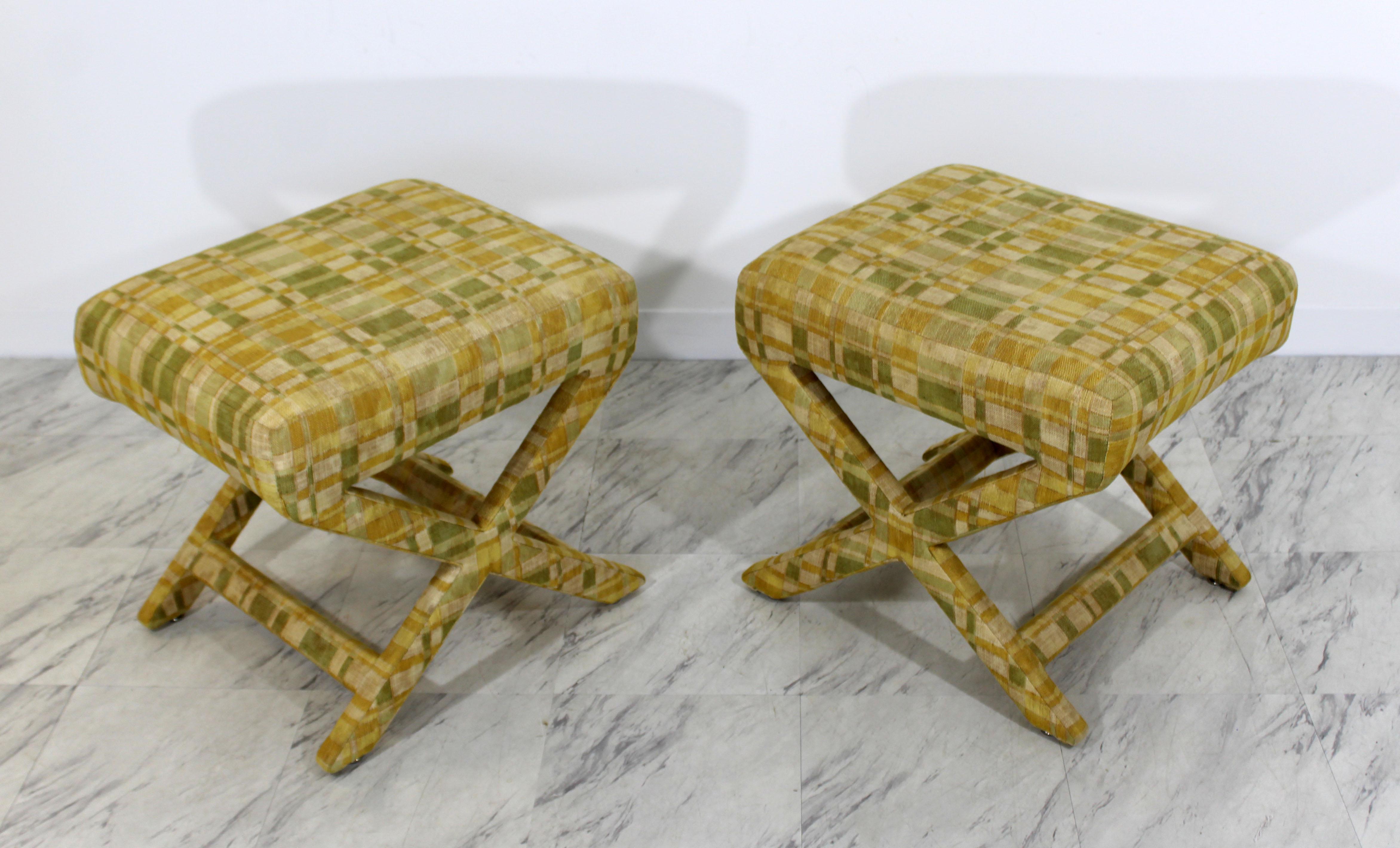 Mid-Century Modern Pair of Billy Baldwin X-Base Benches Stools Ottomans, 1960s In Good Condition In Keego Harbor, MI