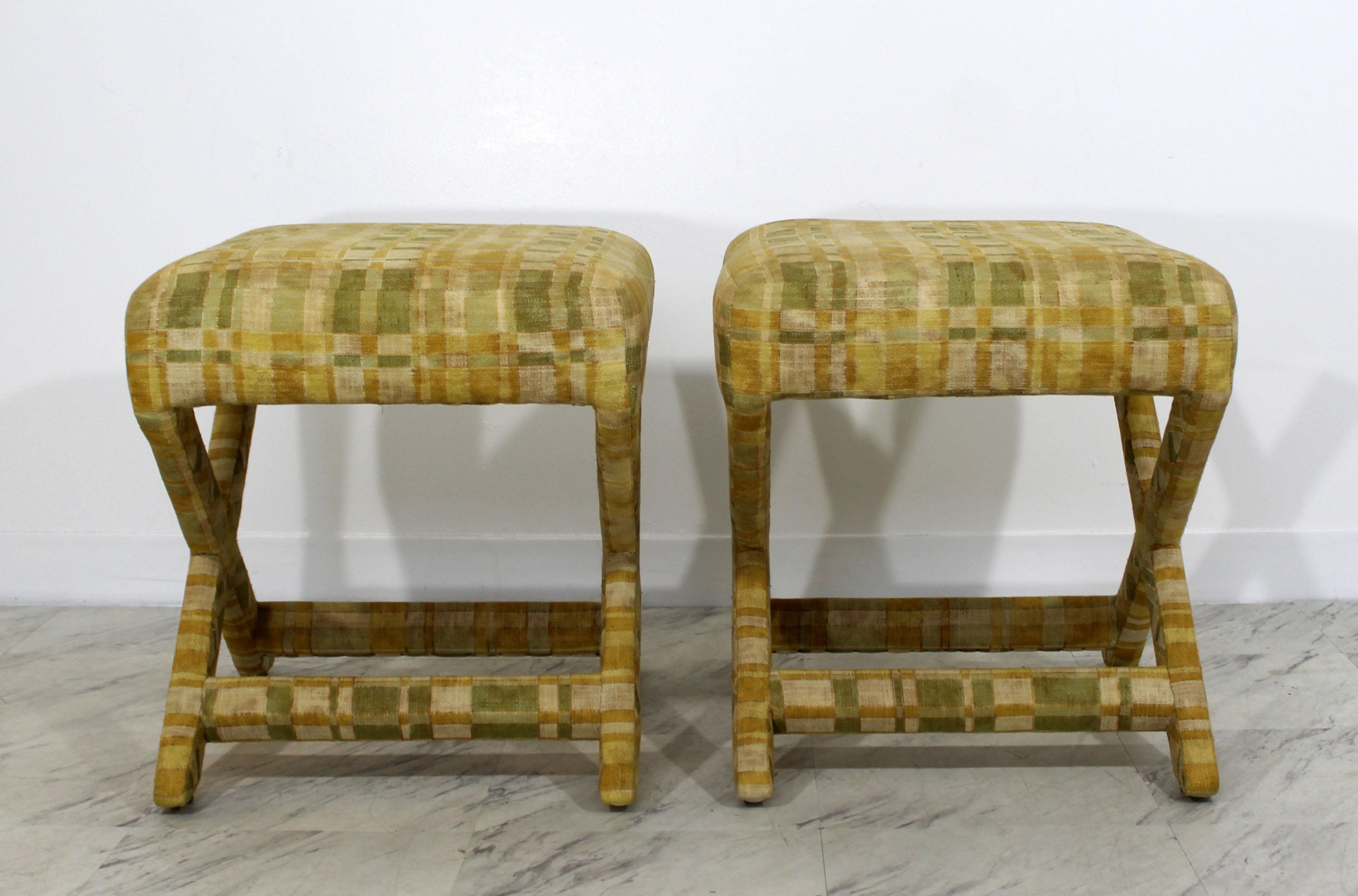 Mid-20th Century Mid-Century Modern Pair of Billy Baldwin X-Base Benches Stools Ottomans, 1960s