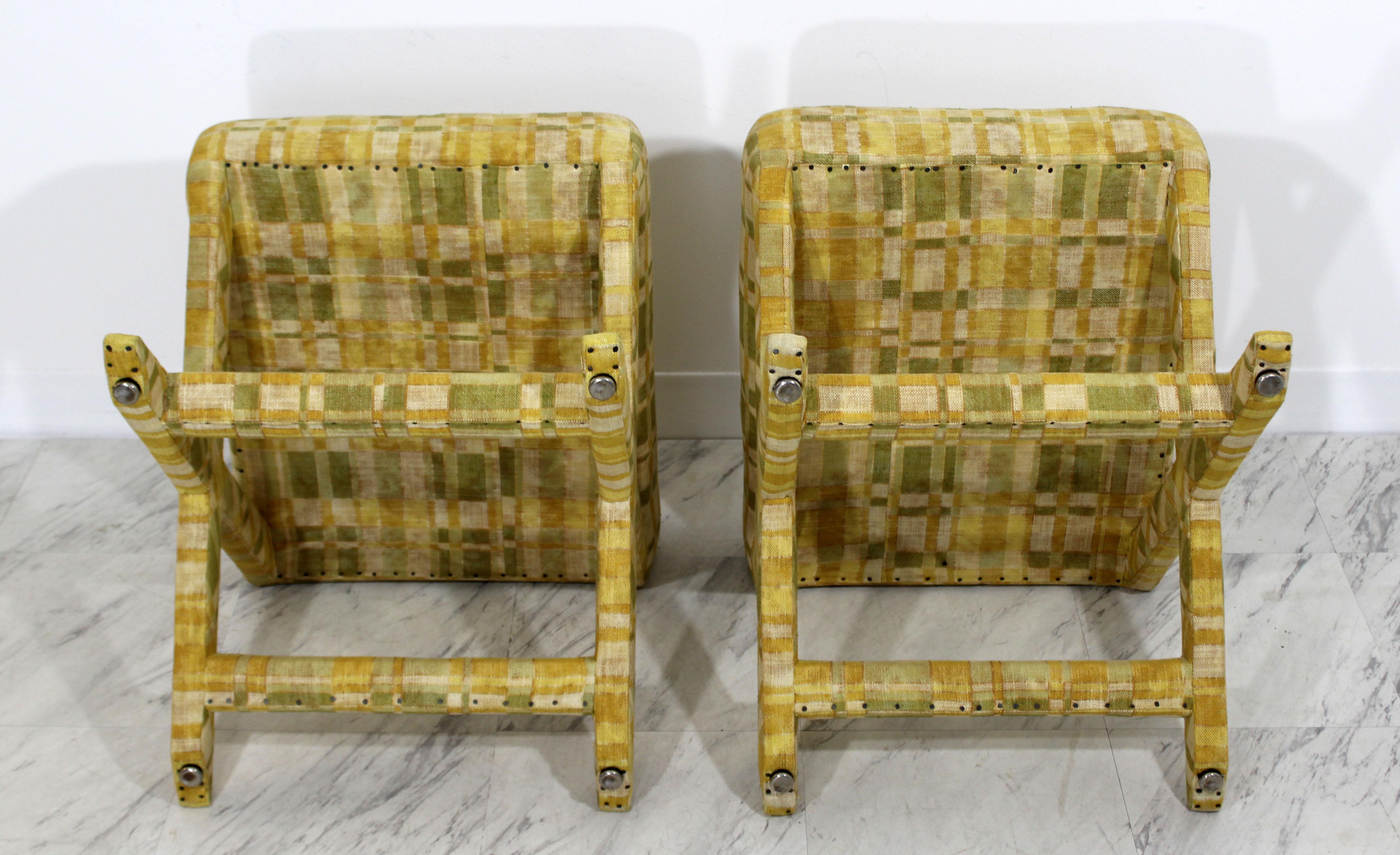 Mid-Century Modern Pair of Billy Baldwin X-Base Benches Stools Ottomans, 1960s 3
