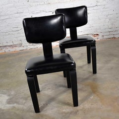 Mid-Century Modern Pair of Black Thonet Bentwood and Vinyl Chairs