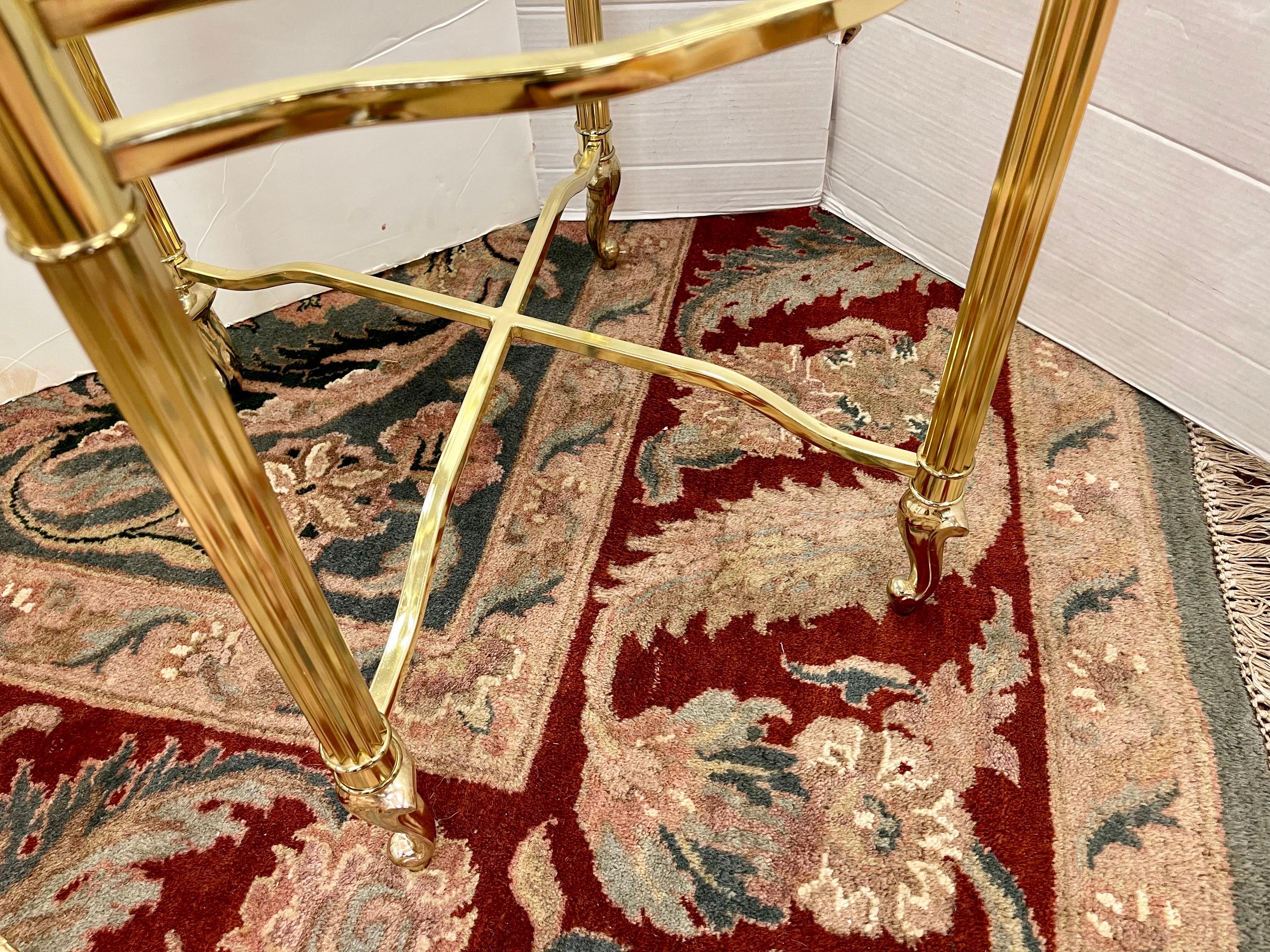 Mid-Century Modern Pair of Brass and Glass Maison Jansen Style Side End Tables For Sale 2