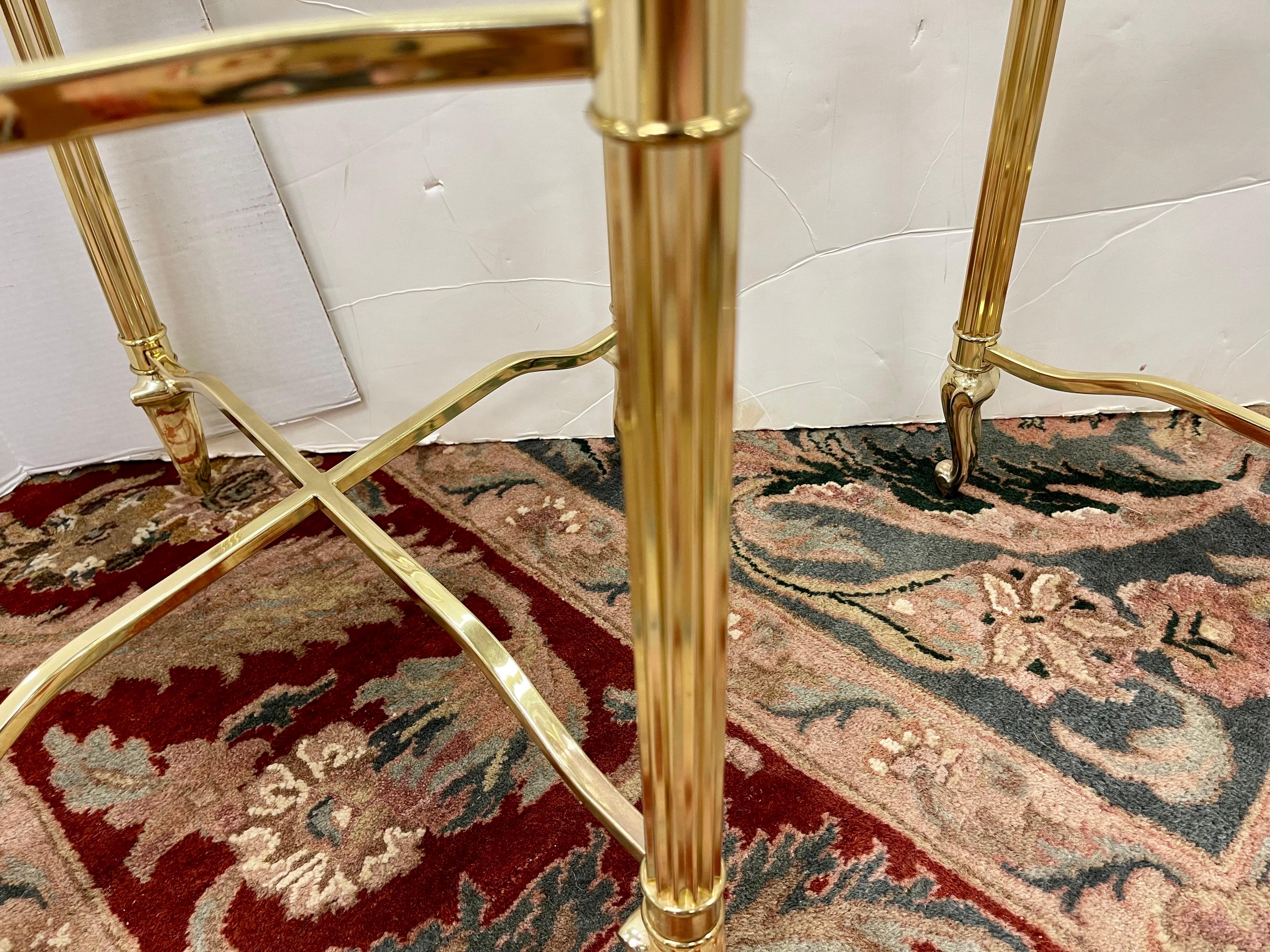 Mid-Century Modern Pair of Brass and Glass Maison Jansen Style Side End Tables For Sale 3