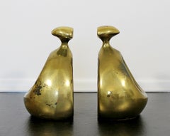 Mid-Century Modern Pair of Brass Bookends Table Sculptures Ben Siebel, 1950s