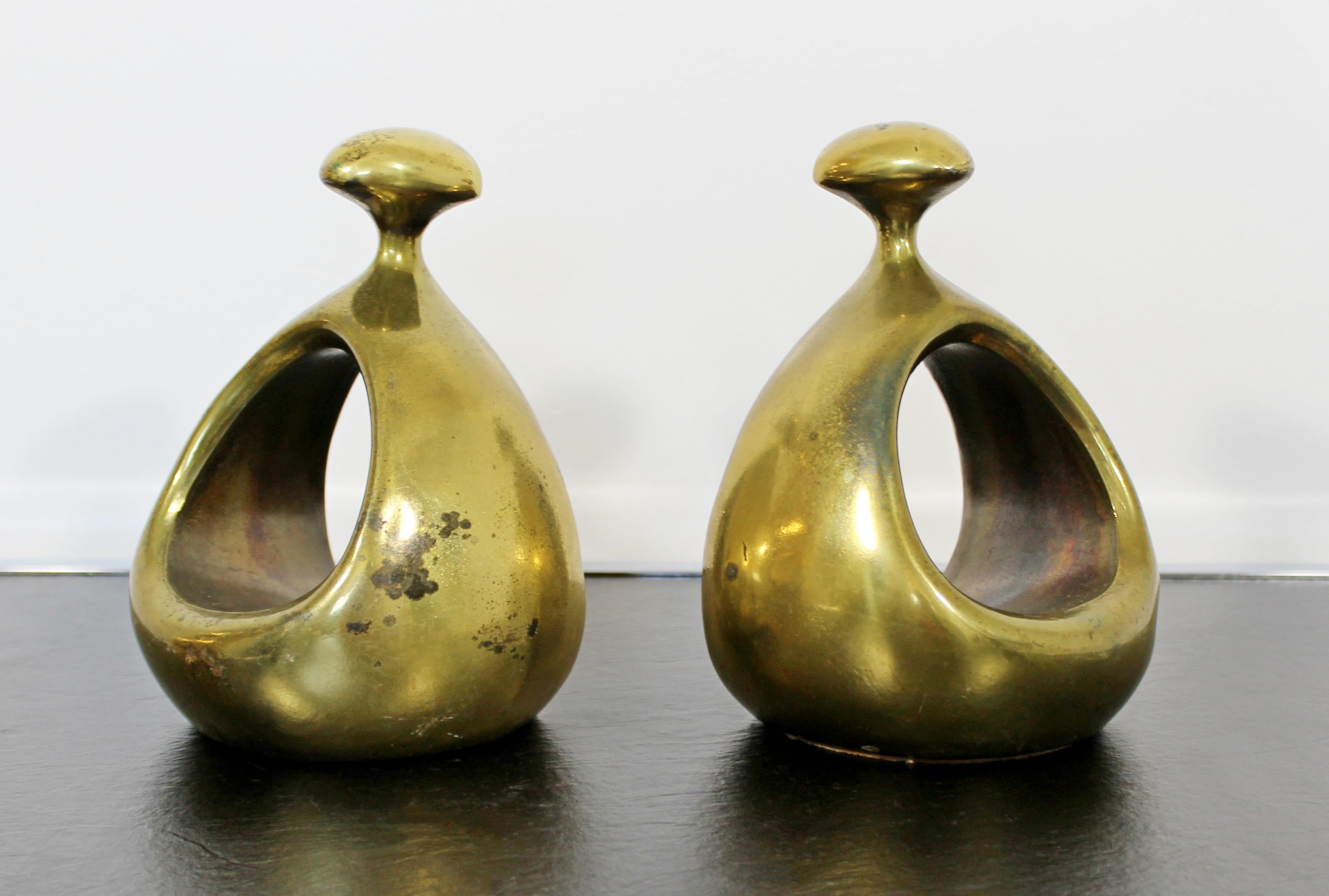 Mid-Century Modern Pair of Brass Bookends Table Sculptures Ben Siebel, 1950s In Good Condition In Keego Harbor, MI