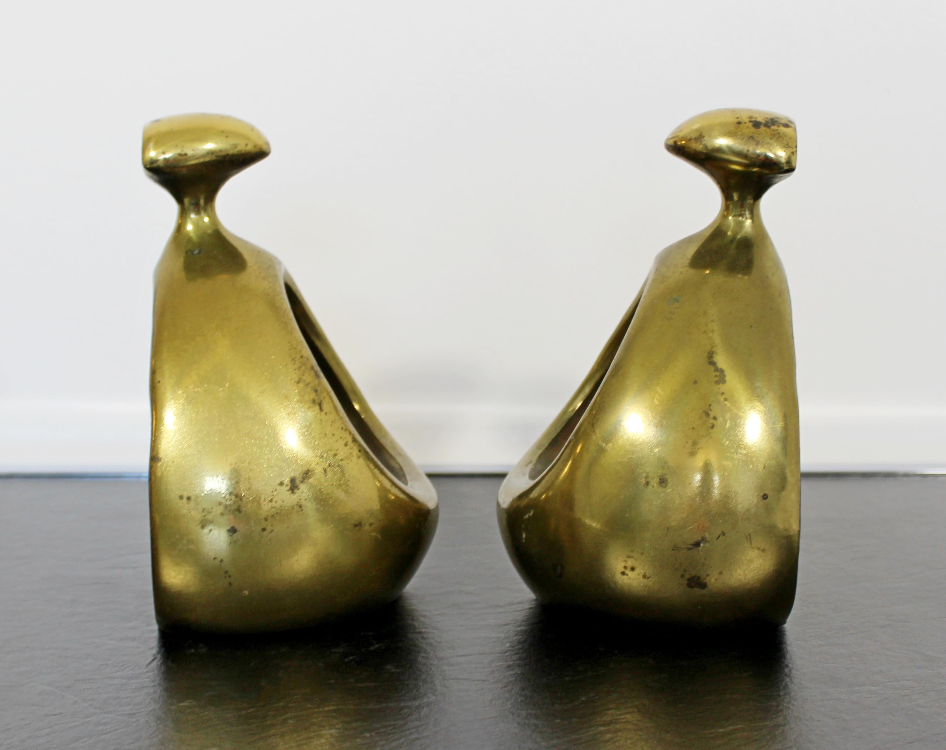 Mid-Century Modern Pair of Brass Bookends Table Sculptures Ben Siebel, 1950s 1