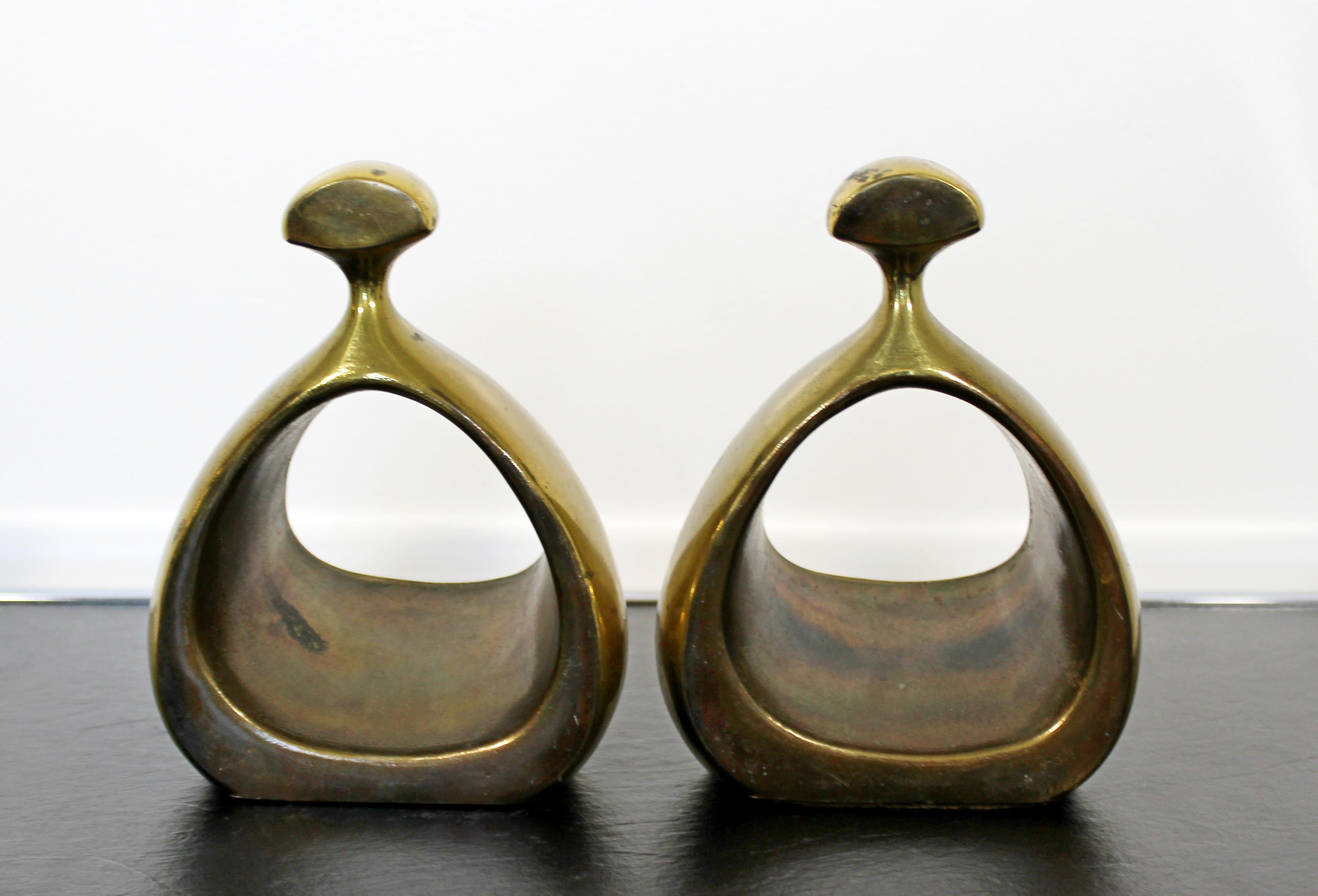 Mid-Century Modern Pair of Brass Bookends Table Sculptures Ben Siebel, 1950s 2