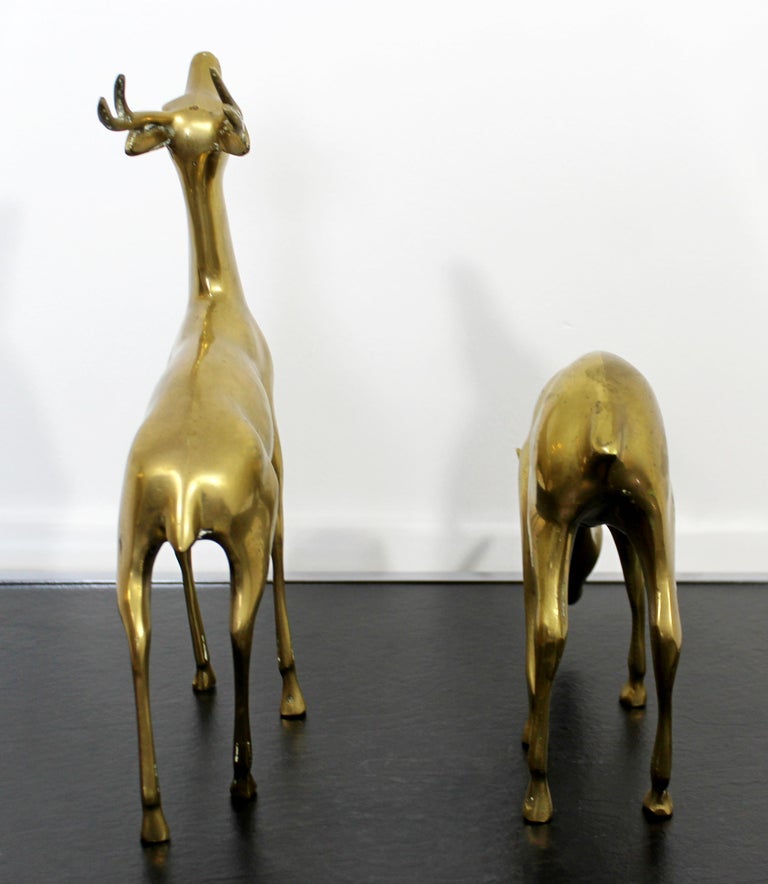 MidCentury Modern Pair of Brass Deer Figures Table Sculptures, 1950s