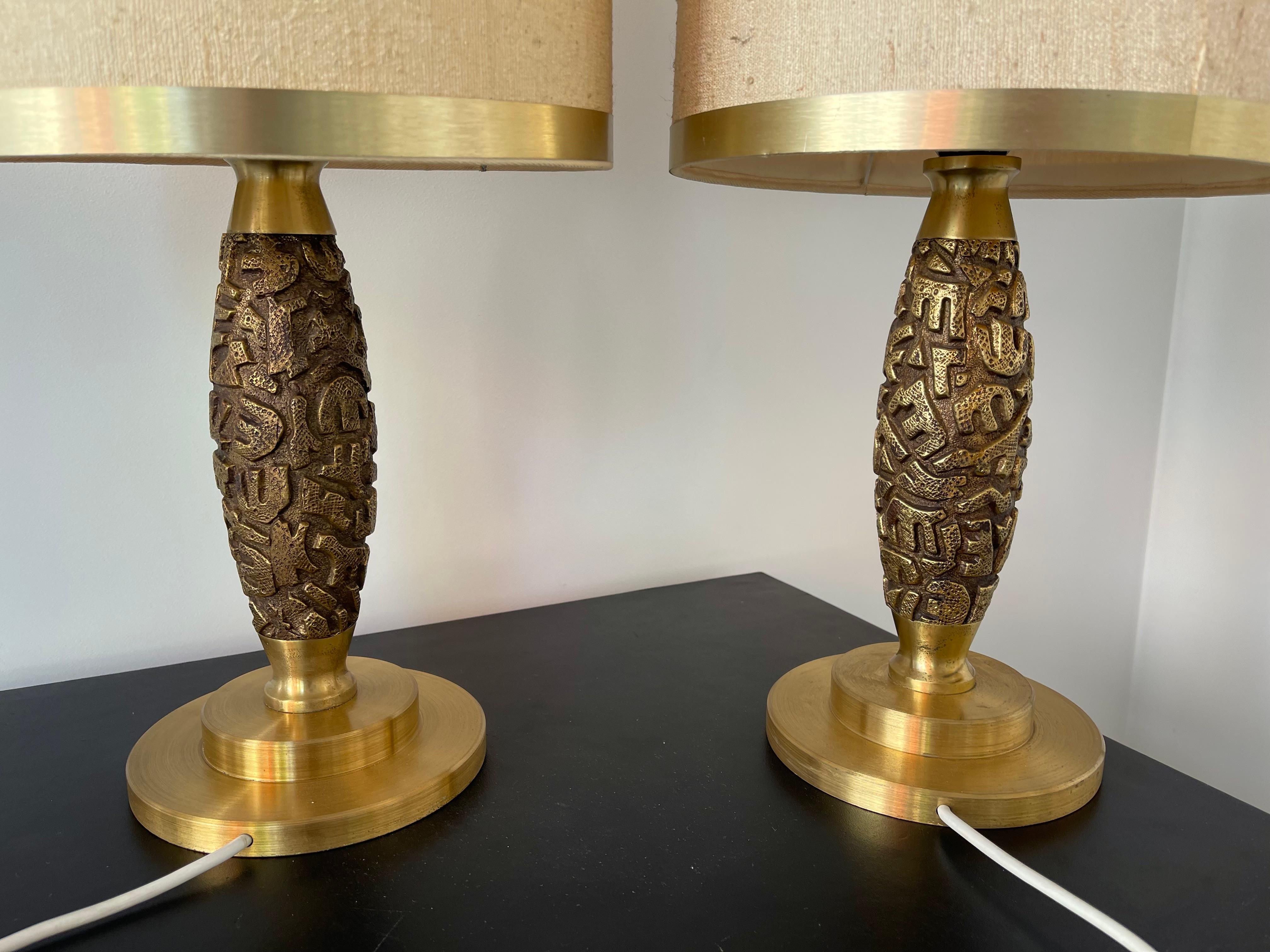 Mid-Century Modern Pair of Brass Lamps by Luciano Frigerio, Italy, 1970s 7