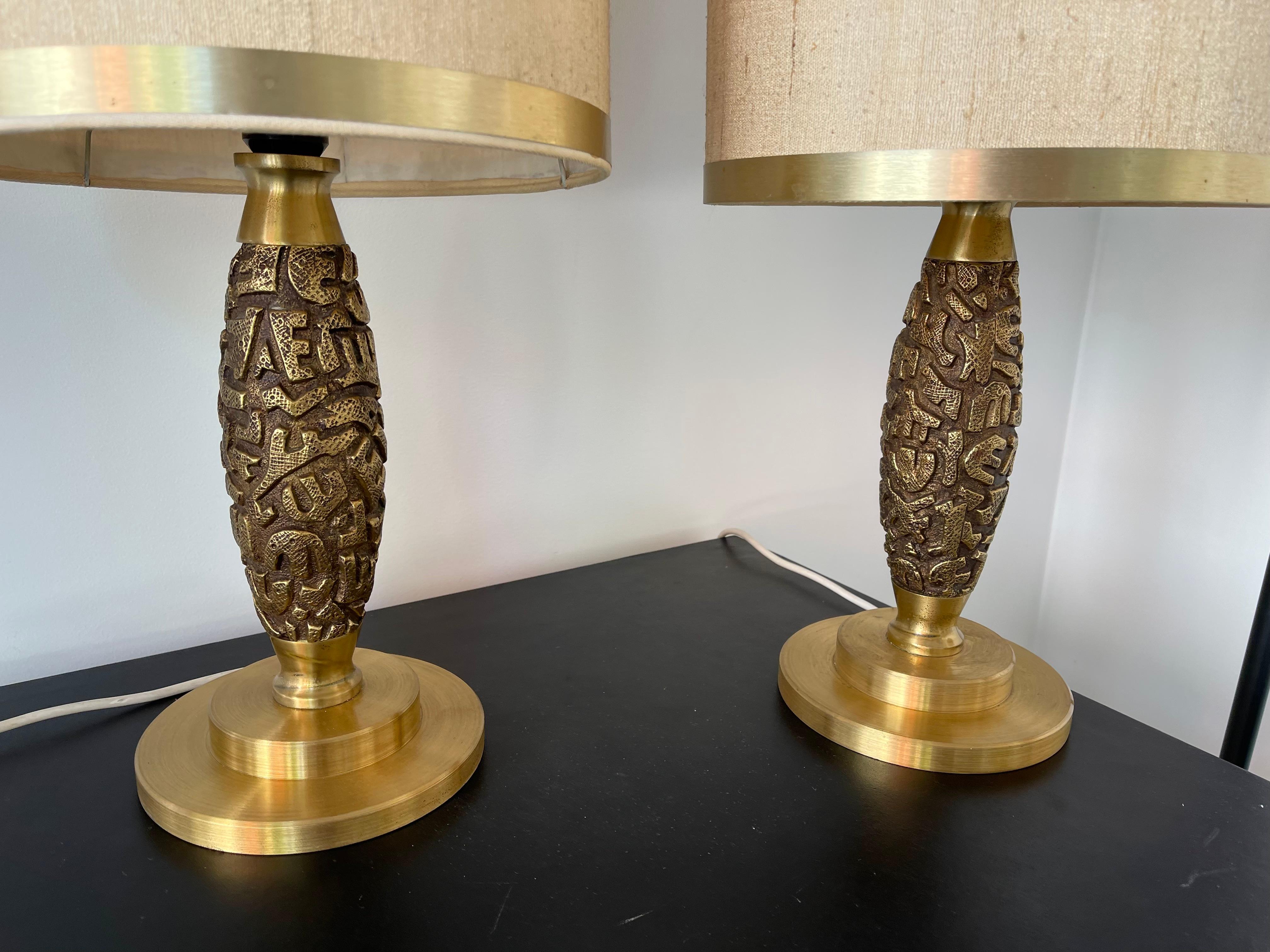 Late 20th Century Mid-Century Modern Pair of Brass Lamps by Luciano Frigerio, Italy, 1970s