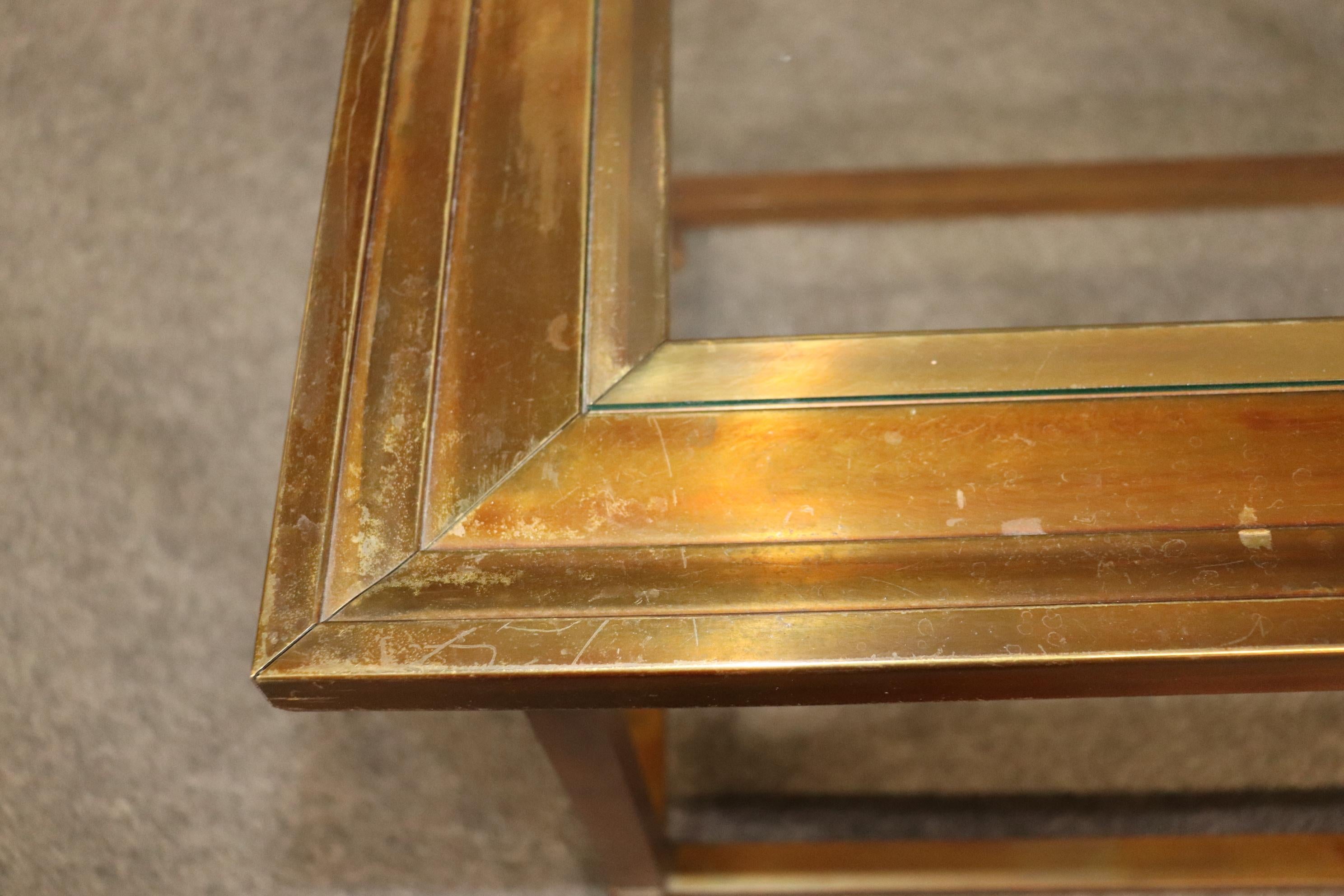 Mid-Century Modern Pair of Brass Mastercraft Glass Top End Tables 5