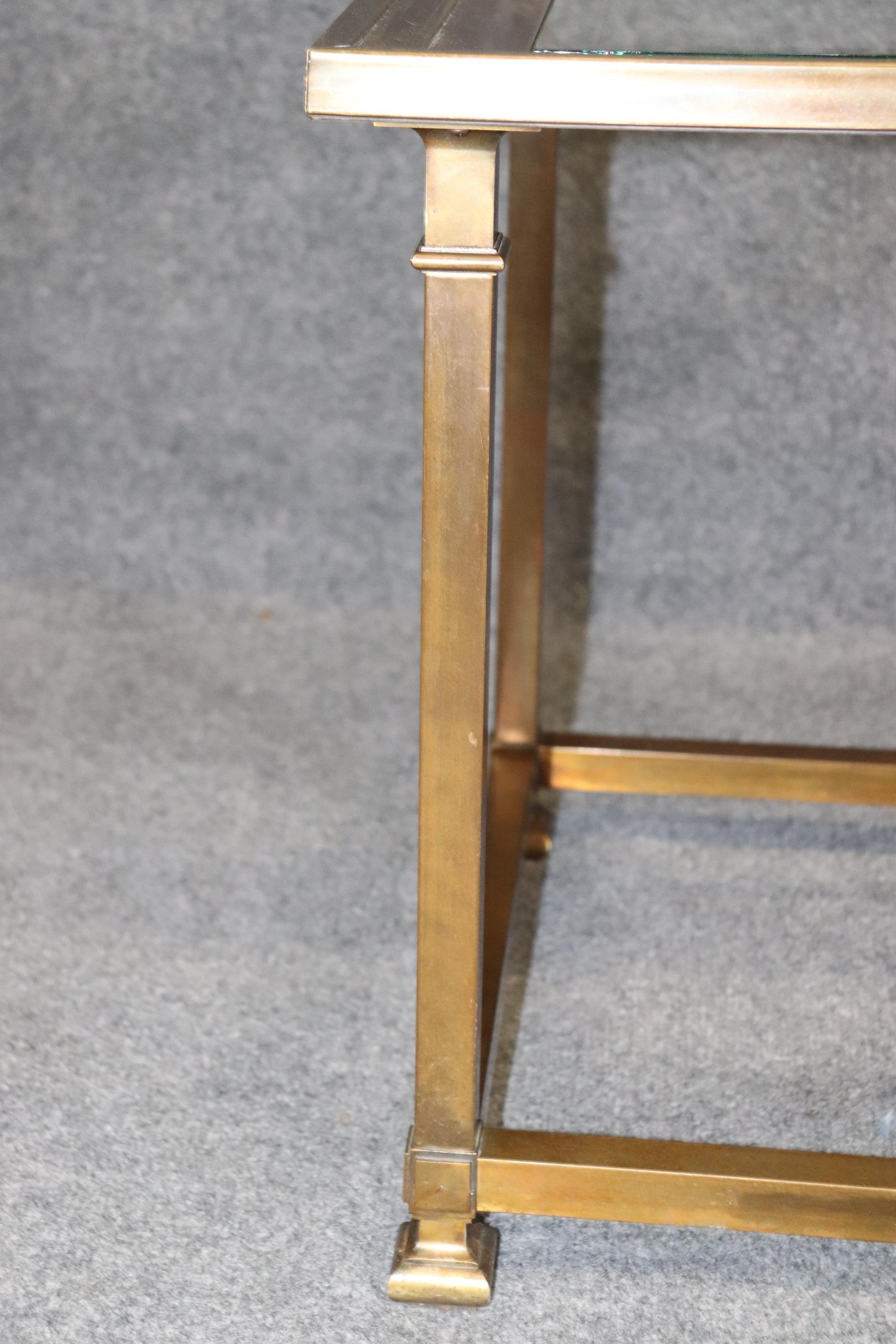 Mid-Century Modern Pair of Brass Mastercraft Glass Top End Tables 2