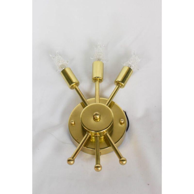 Mid-Century Modern Pair of Brass Sputnik Sconces In Excellent Condition For Sale In Canton, MA