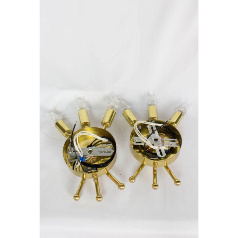 20th Century Mid-Century Modern Pair of Brass Sputnik Sconces For Sale