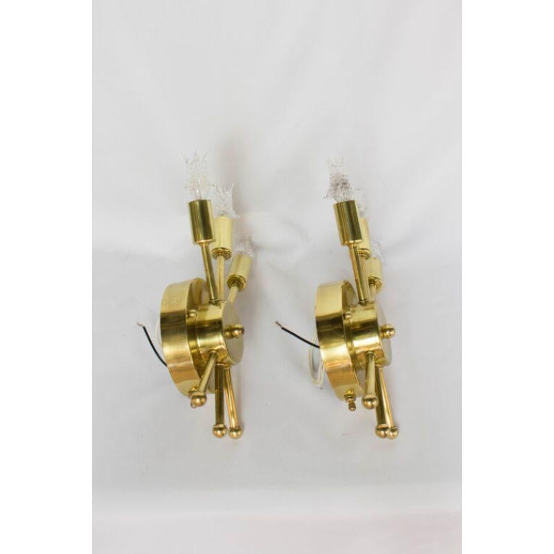 Mid-Century Modern Pair of Brass Sputnik Sconces For Sale 1