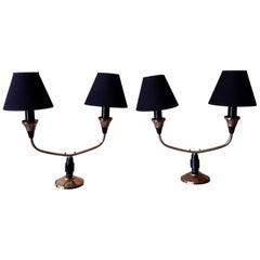 Mid-Century Modern Pair of Brass Table Lamps, France, 1950