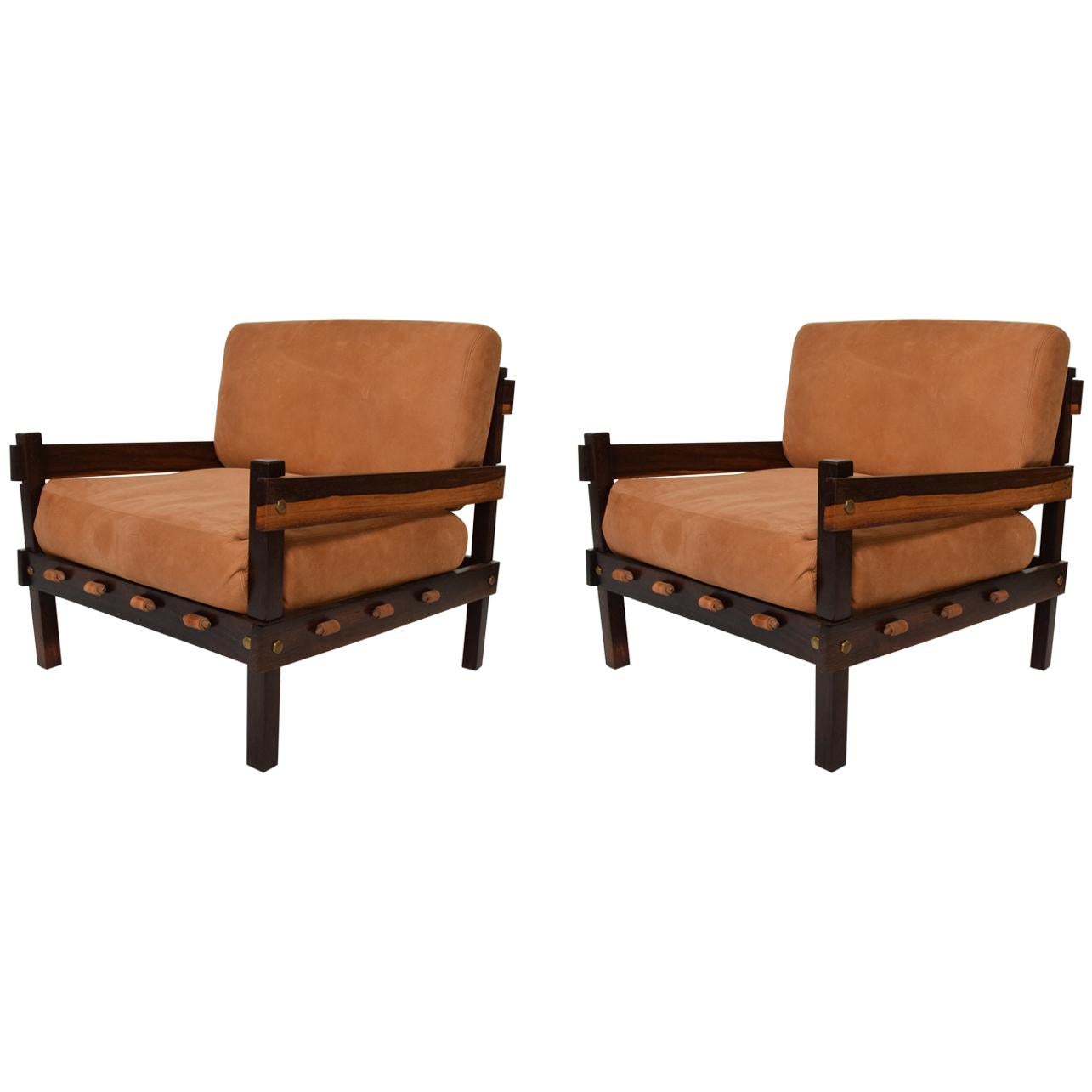 Mid-Century Modern Pair of Brazilian Rosewood Armchairs