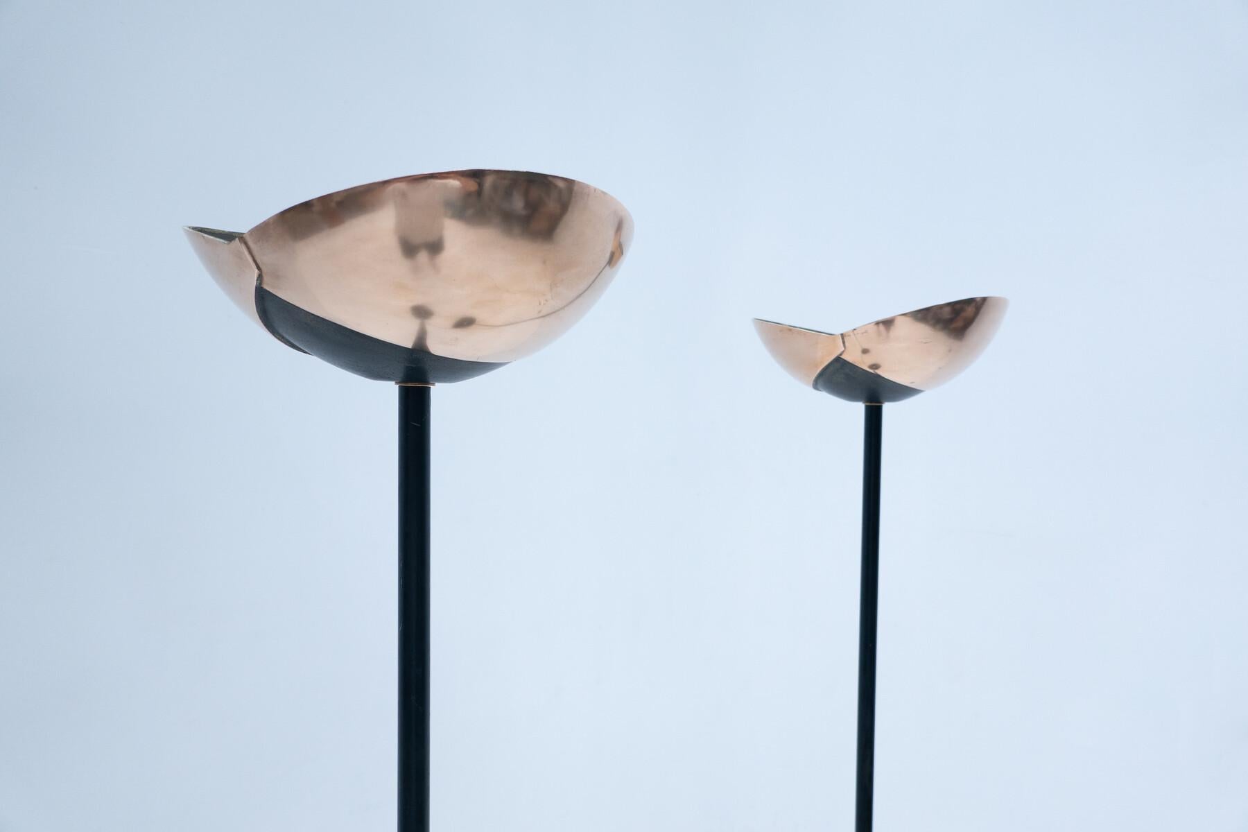 Mid-Century Modern Pair of Bronze Floor Lamps Signed by Esa Fedrigolli, Italy In Good Condition For Sale In Brussels, BE