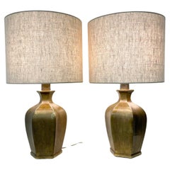 Mid-Century Modern Paar Bronze Tischlampen