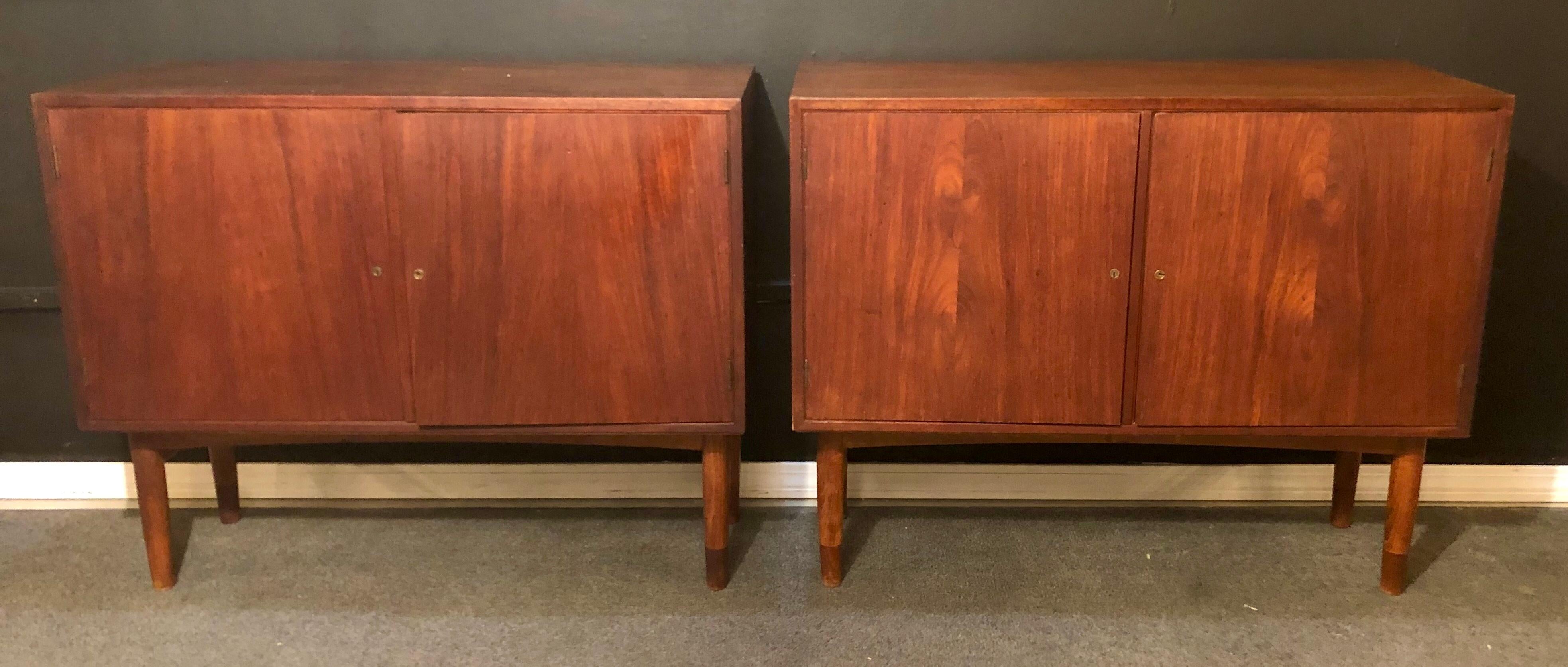 Gjovik Mobelfabriken, Mid-Century Modern, Low Cabinets, Teak, Denmark, 1950s In Good Condition For Sale In Stamford, CT