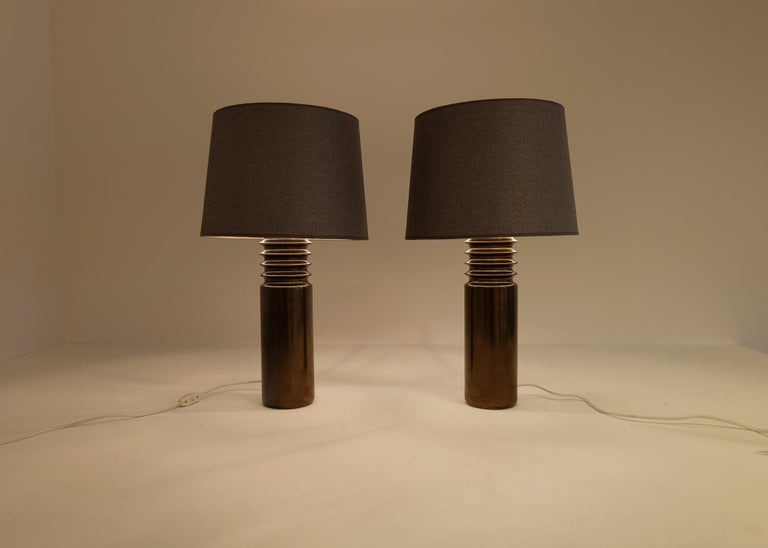 Mid-Century Modern Pair of Ceramic Brutalist Table Lamps Luxus, Sweden, 1970s For Sale 6