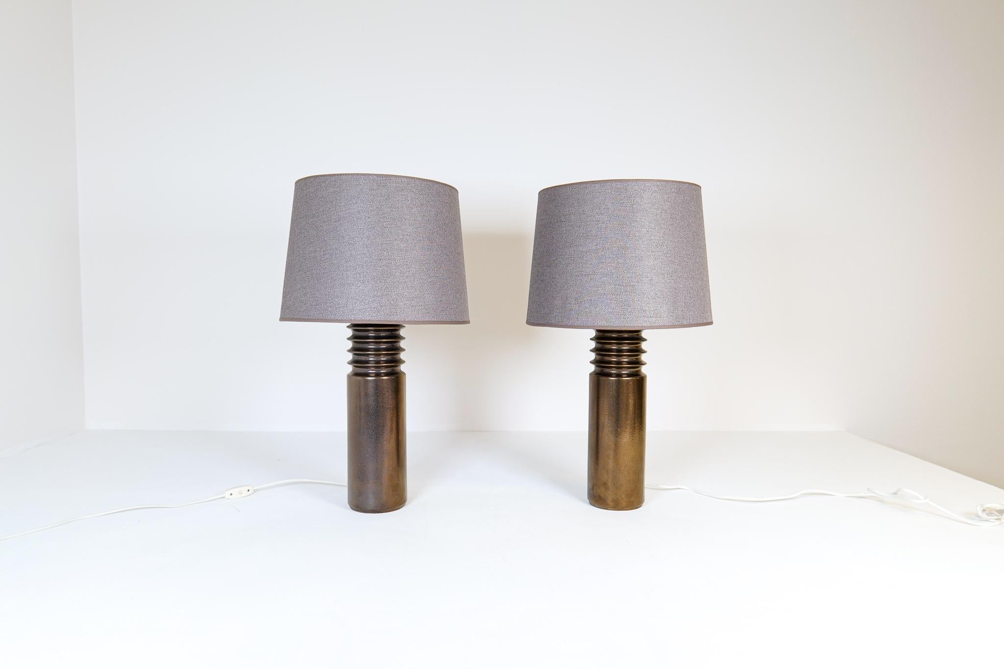Mid-Century Modern Pair of Ceramic Brutalist Table Lamps Luxus, Sweden, 1970s 1