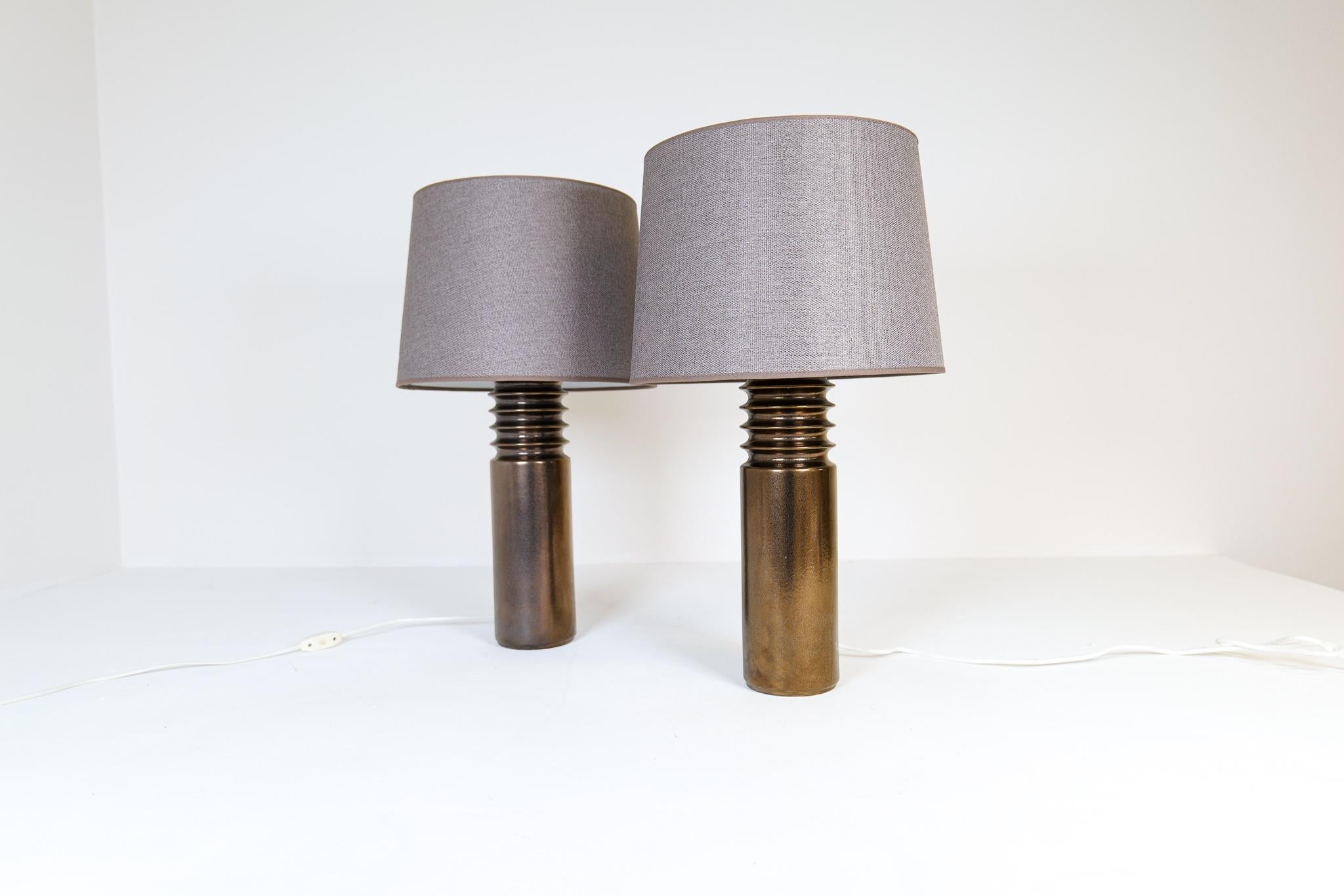 Mid-Century Modern Pair of Ceramic Brutalist Table Lamps Luxus, Sweden, 1970s 2