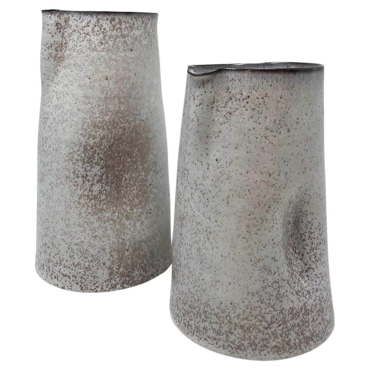Mid-Century Modern Pair of Ceramic Pitchers by Alessio Tasca, 1970s, Italy For Sale