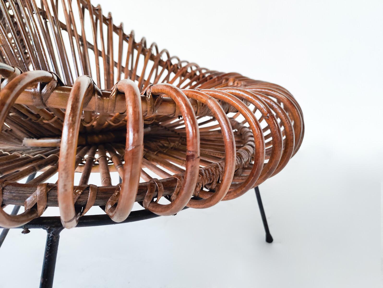 Modernes Paar Stühle aus der Mitte des Jahrhunderts von Janine Abraham & Dirk Jan Rol für Rougier  (Rattan) im Angebot