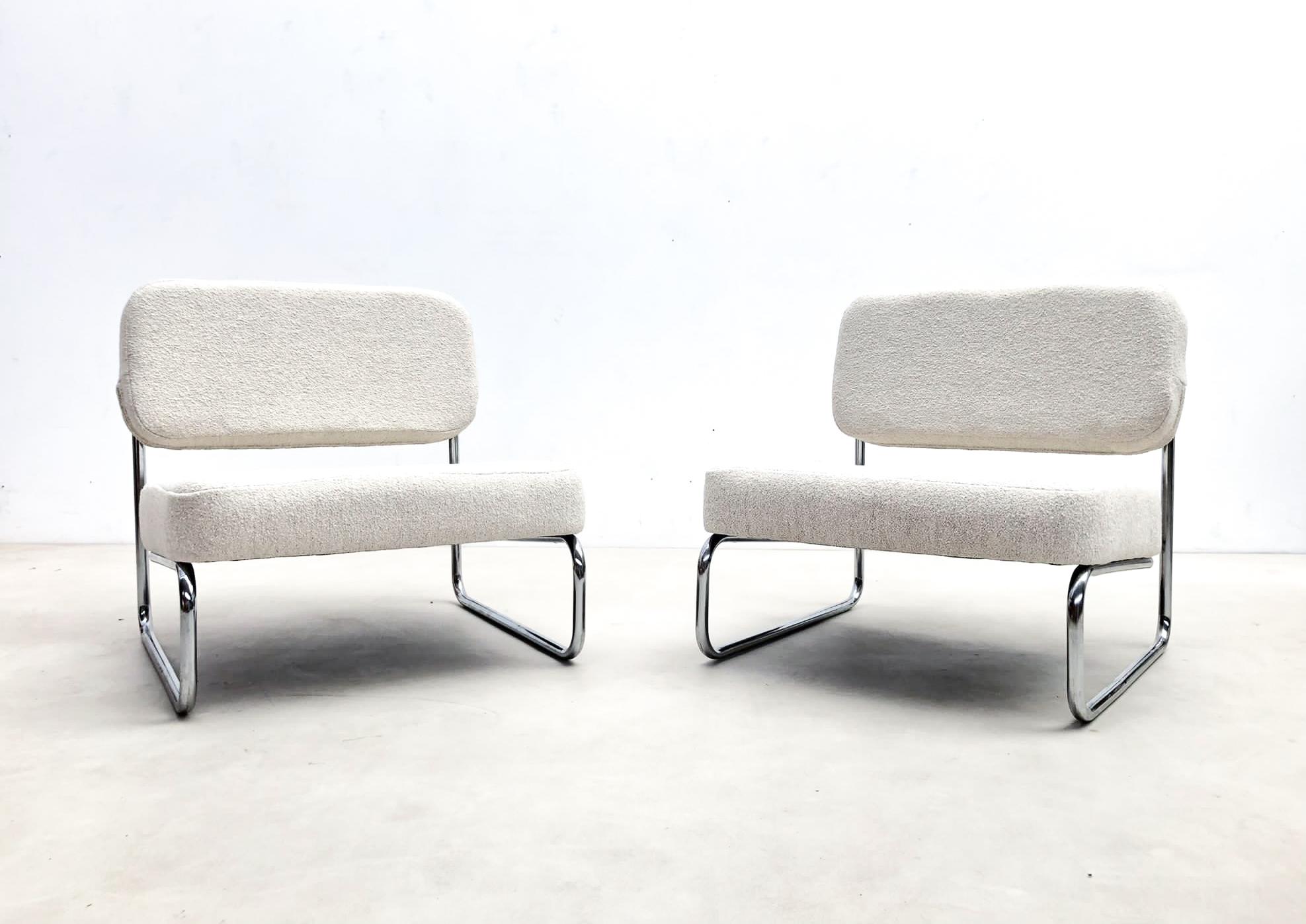 Mid-Century Modern pair of chairs, France, 1960s - new upholstery.