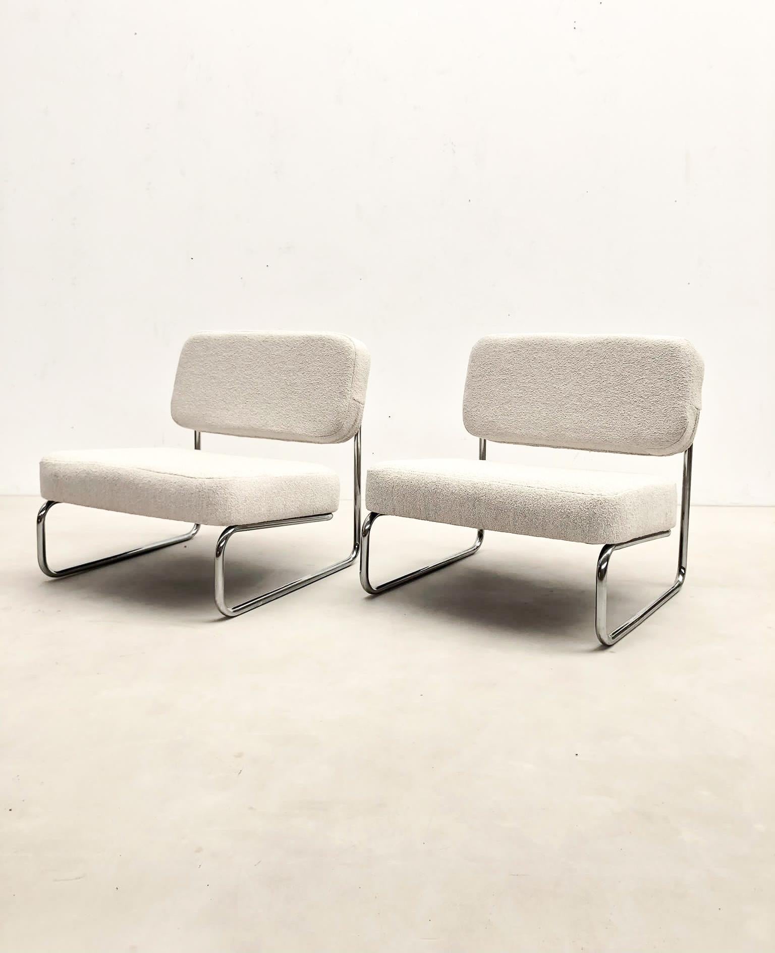 Mid-20th Century Mid-Century Modern Pair of Chairs, France, 1960s, New Upholstery