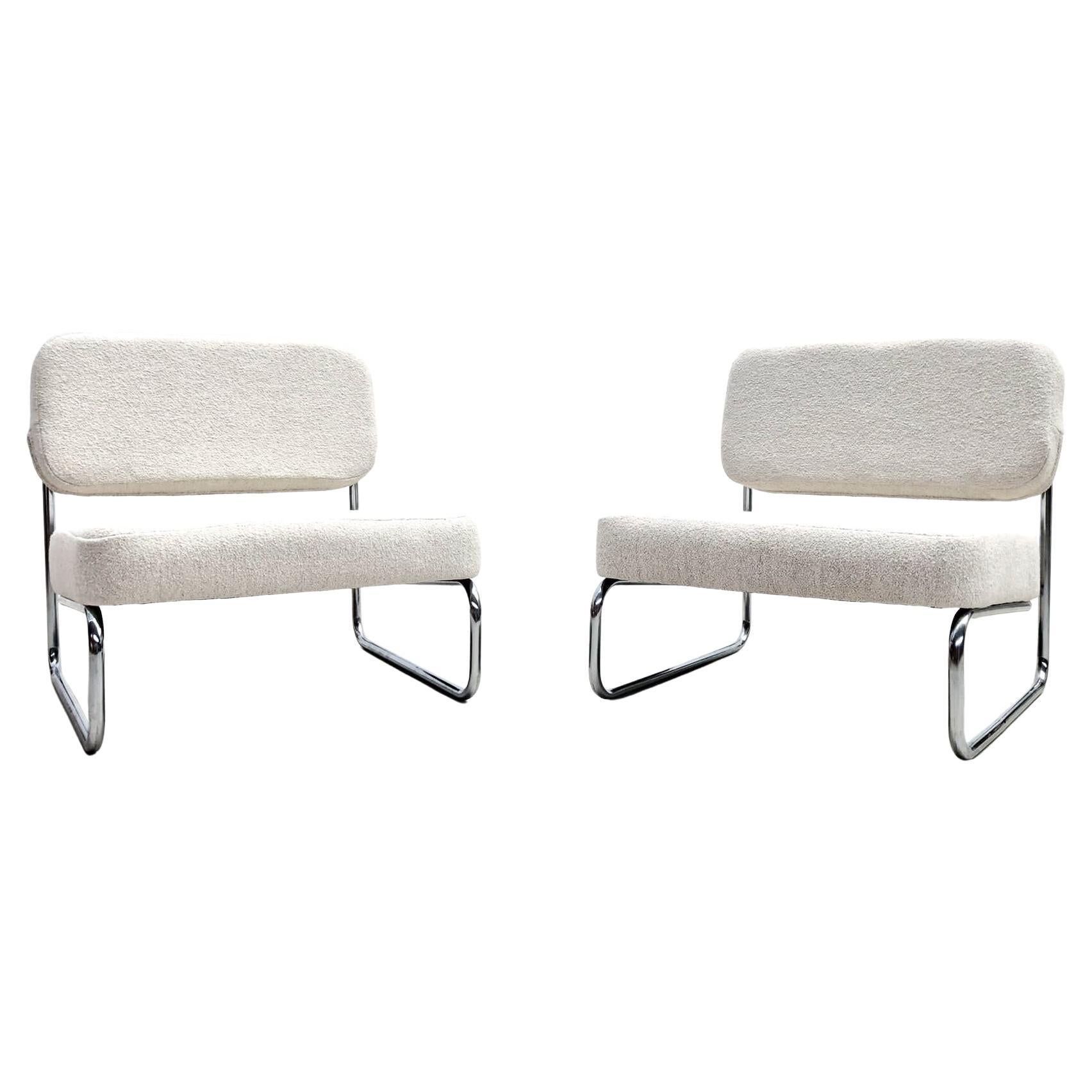 Mid-Century Modern Pair of Chairs, France, 1960s, New Upholstery