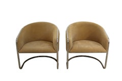 Mid-Century Modern Pair of Chrome Bucket Lounge Chairs by Thonet