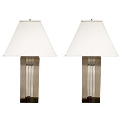 Mid-Century Modern Pair of Chrome Table Lamps 1970s