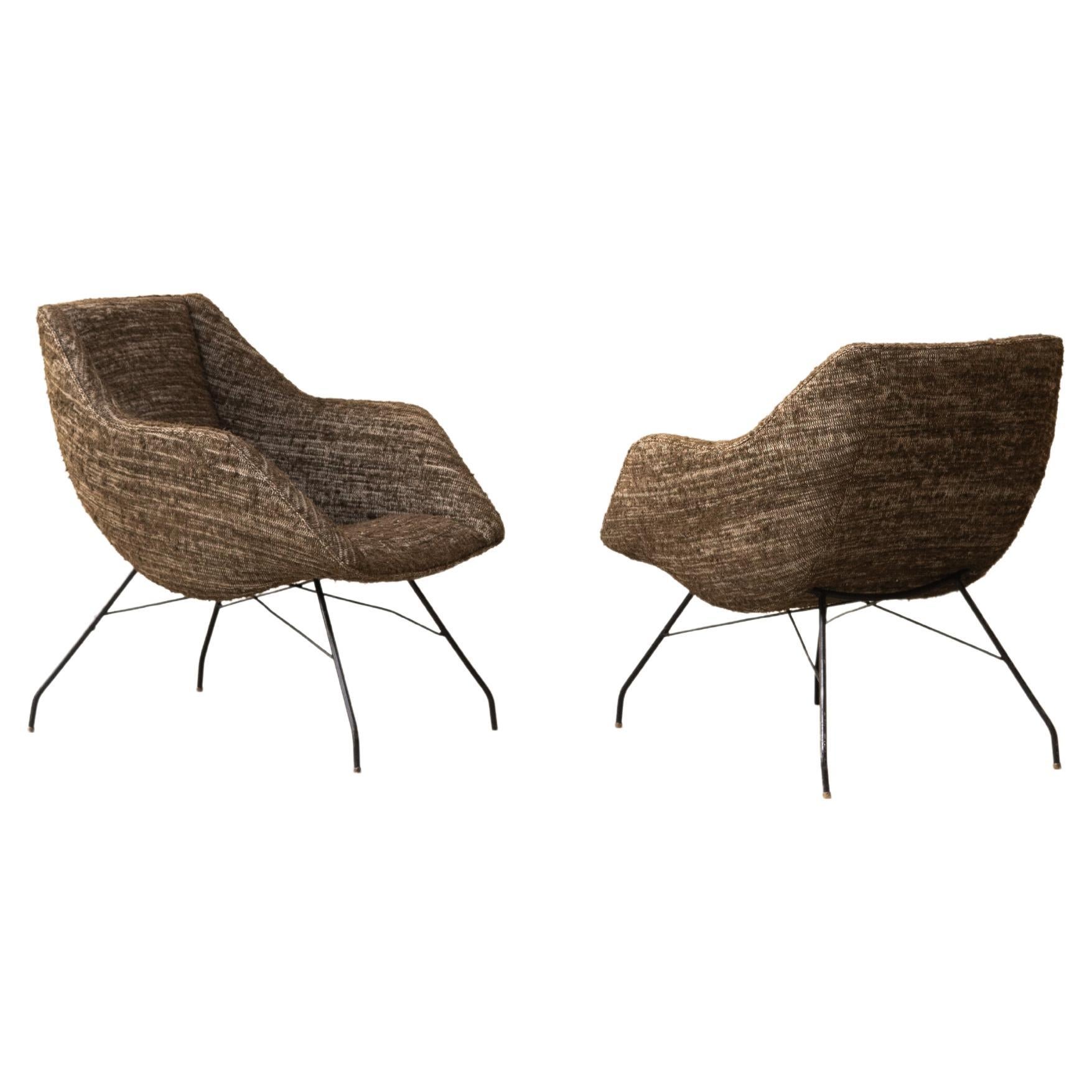 Pareja de sillones Concha de mediados de siglo, Carlo Hauner y Martin Eisler 1953