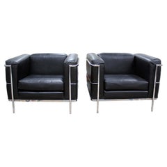 Mid-Century Modern Pair of Corbuisier Style Lounge Chairs by Jack Cartwright