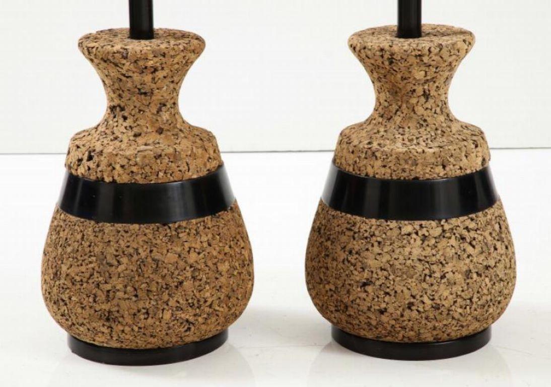 Mid Century Modern Pair of Cork table Lamps. 1960's