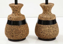 Mid Century Modern Pair of Cork table Lamps