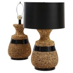 Mid Century Modern Pair of Cork table Lamps