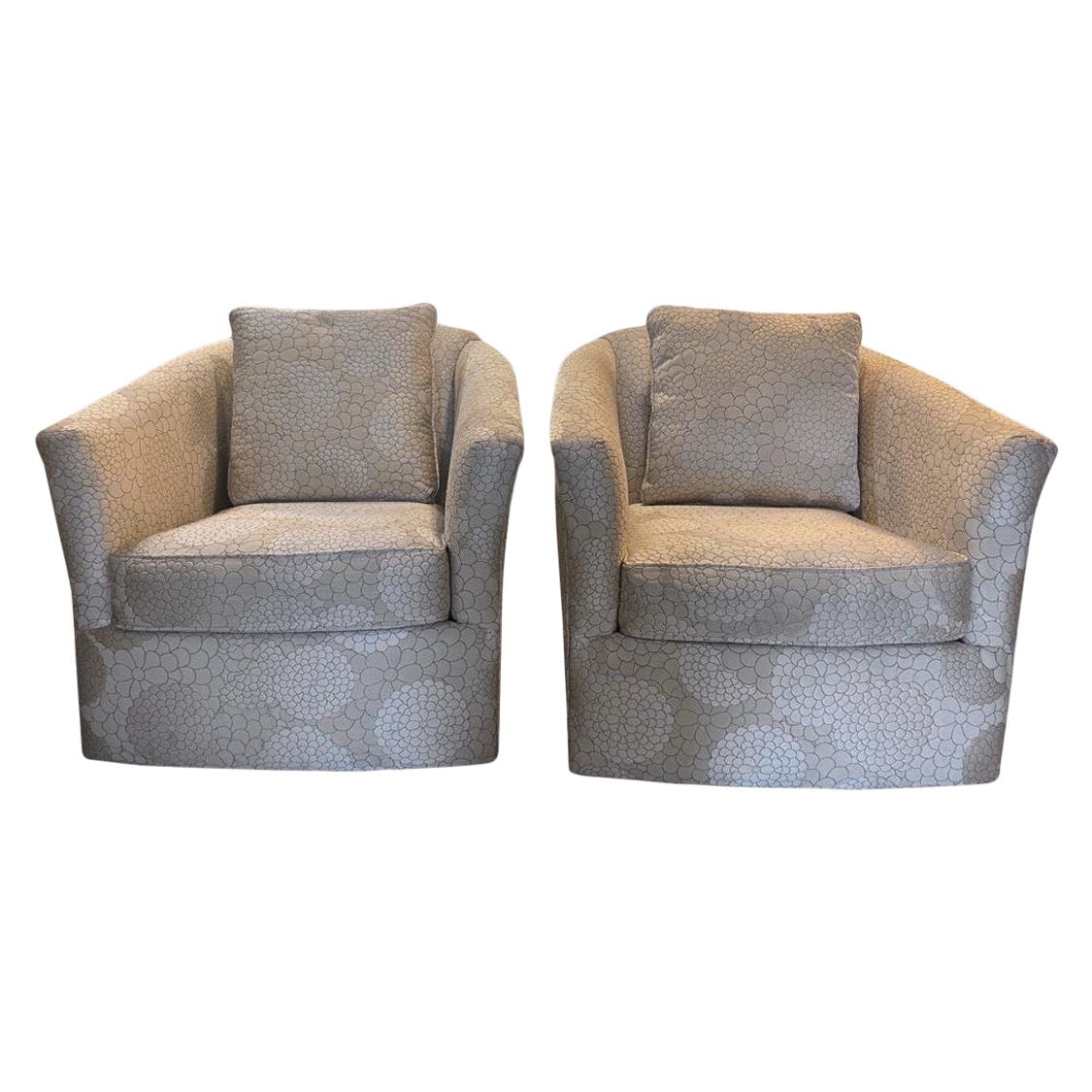 Mid-Century Modern Pair of Craftmaster Swivel Chairs with Barrel Back