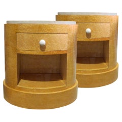 Mid-Century Modern Pair of Cylindrical Side Table - Nachttische Art Deco Style